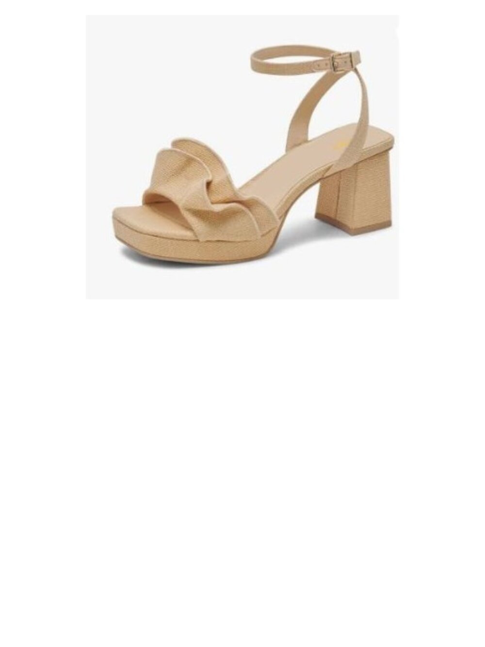 Pazzion Women's Platform Square Toe Pleated Ruffle Sandals Chunky High Heels